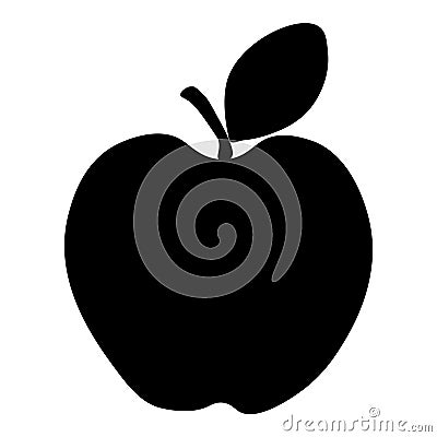 Apple icon, fruit.Apple silhouette with leaf Stock Photo