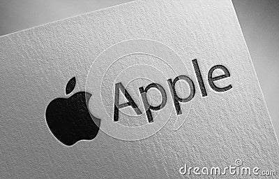 Apple logo icon paper texture stamp Editorial Stock Photo