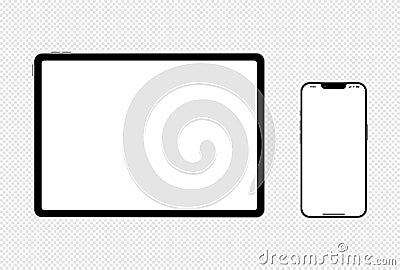 Apple iPad and iphone 13. Ipad Mini, Air, Pro 2021. Screen ipad front, back side ipa Collection of realistic tablets Vector Illustration