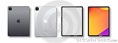 Apple iPad. Ipad Mini, Air, Pro 2021. Screen ipad front, back side ipa Collection of realistic tablets Vector Illustration