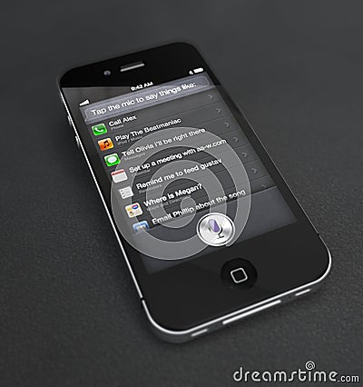 Apple iPhone 4S with Siri App Editorial Stock Photo