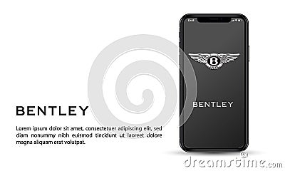 Apple iPhone and Bentley Motor mobile application for illustrative editorial use Editorial Stock Photo