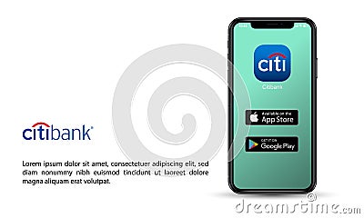 Apple iPhone and Citibank Mobile Banking application for editorial use Editorial Stock Photo