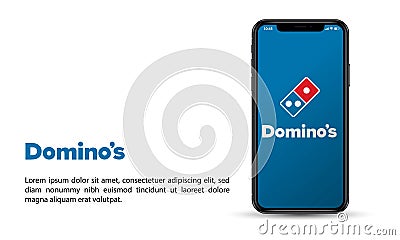Apple iPhone and Domino Pizza mobile application for editorial use Cartoon Illustration