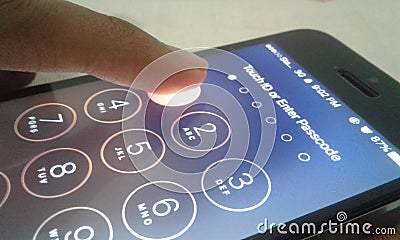 Apple iPhone enter passcode screen Stock Photo