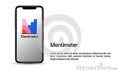 Apple iPhone and Mentimeter application. Mentimeter is a an eponymous app used to create presentations with real-time feedback Editorial Stock Photo