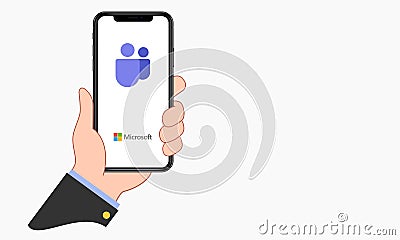 Apple iPhone with Microsoft Teams mobile application Editorial Stock Photo