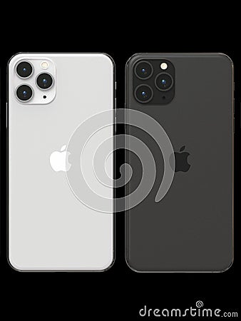 Apple iPhone 11 Pro - 2 colors, compared side by side Editorial Stock Photo