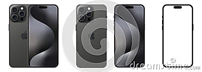 Apple iPhone 15 Pro Max Black Titanium Vector Illustration