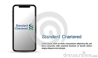 Apple iPhone and Standard Chartered application for editorial use Cartoon Illustration