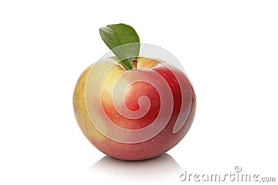 Apple, isolated, zestar, Red Ribbon, with leaf Stock Photo