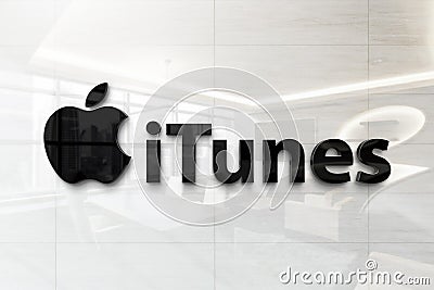 Apple itunes on iphone realistic texture Editorial Stock Photo