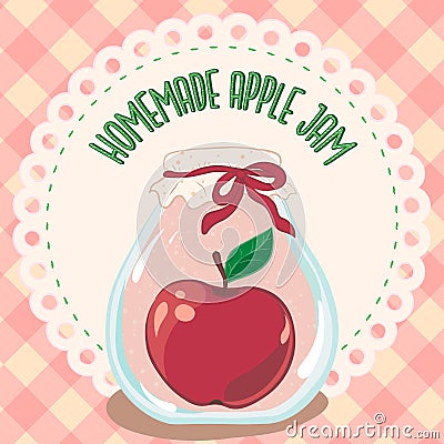 Apple jam jar, preserve vector. Apple jam jar, preserve vector illustration for menu, label. Preserve, jar of apple jam Vector Illustration