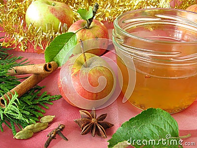 Apple jelly with christmassy spices Stock Photo