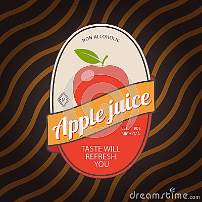 Apple juice retro fruit label Vector Illustration