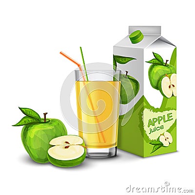 Apple juice set Vector Illustration