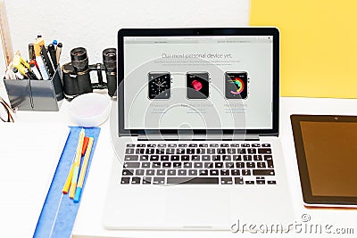 Apple launches Apple Watch, MacBook Retina and Medical Research Editorial Stock Photo