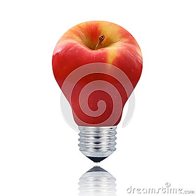 apple light bulb on white background Stock Photo