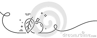 Apple line icon. Fresh fruit sign. Continuous line with curl. Vector Vector Illustration
