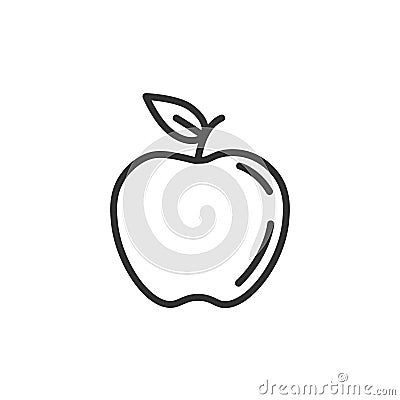 Apple line icon nutrition vector flat fruit. Apple stroke outline icon illustration logo Vector Illustration