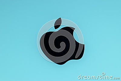 Apple logo on Apple iPhone 11 mobile phone. Detail of Apple company logo on the new iphone 11 Editorial Stock Photo