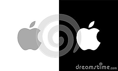 Apple Logo Gray and white Editorial Vector Illustration