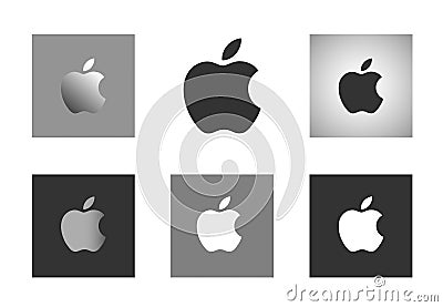 Apple logo set on white background Cartoon Illustration