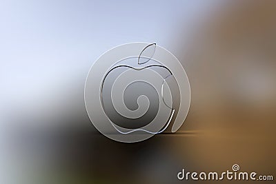 Apple logo wallpaper, blurry background Editorial Stock Photo