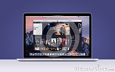 Apple MacBook Pro Retina with an open iTunes movies app Editorial Stock Photo