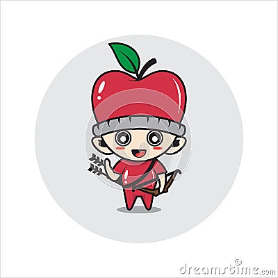 Apple mascot character cute Vector Illustration
