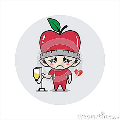 Apple mascot character cute Vector Illustration