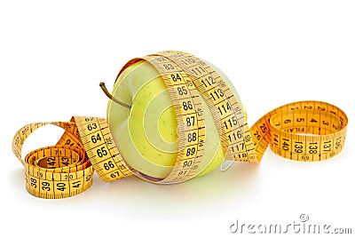Apple and measurement tape Stock Photo