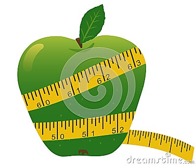 Apple with measuring tape Vector Illustration