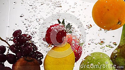 Grape Floating in a Glass with Sparkling Water Stock Video - Video of  bubbles, standing: 50077001