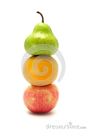 Apple, orange and pear Stock Photo