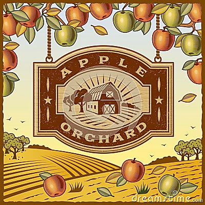 Apple Orchard Vector Illustration