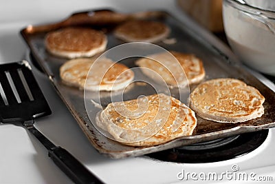 Apple Pancakes Cooking Stock Photo