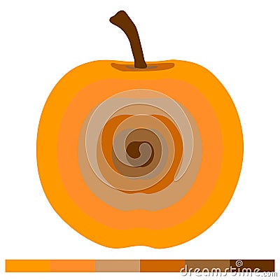 Apple 6 pcs warm shades of color - Vector Vector Illustration