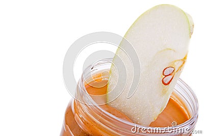 Apple and peanutbutter Stock Photo