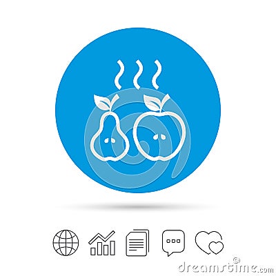 Apple and pear icon. Baked hot fruits symbol. Vector Illustration
