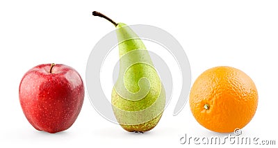 Apple, pear and orange Stock Photo