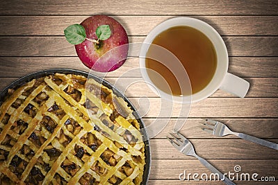 Apple pie on the dinner table Stock Photo