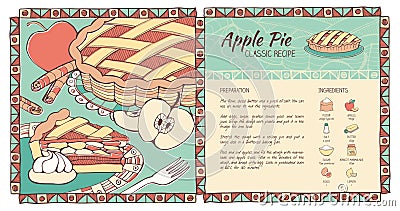 Apple pie recipe Vector Illustration