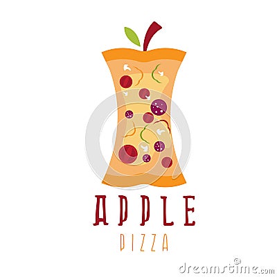 Apple pizza vegetarian concept vector design Vector Illustration