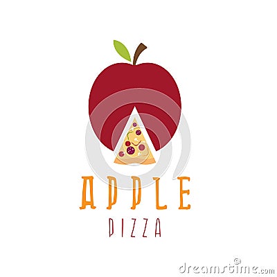 Apple pizza vegetarian concept vector design Vector Illustration