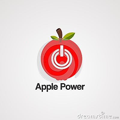 Apple power circle red logo vector, icon, element, and template for company Vector Illustration