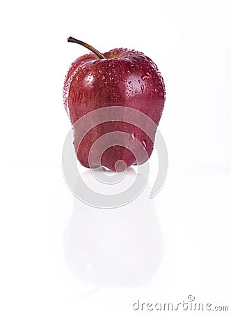 An apple with reflection over white background Stock Photo