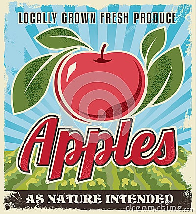 Apple retro vintage crate label design Vector Illustration