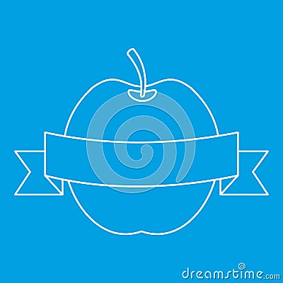 Apple with ribbon icon, outline style Vector Illustration
