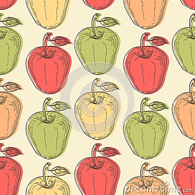 Apple seamless pattern Vector Illustration